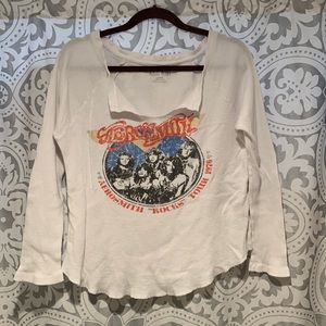 Damaged - Not for Sale.  Cute Knit Riot Aerosmith LS T-shirt - Large